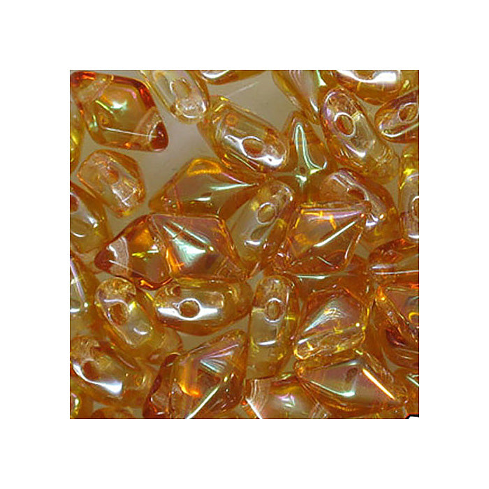 DIAMONDUO glass two-hole beads rhombus gemduo Apricot Coatings Glass Czech Republic