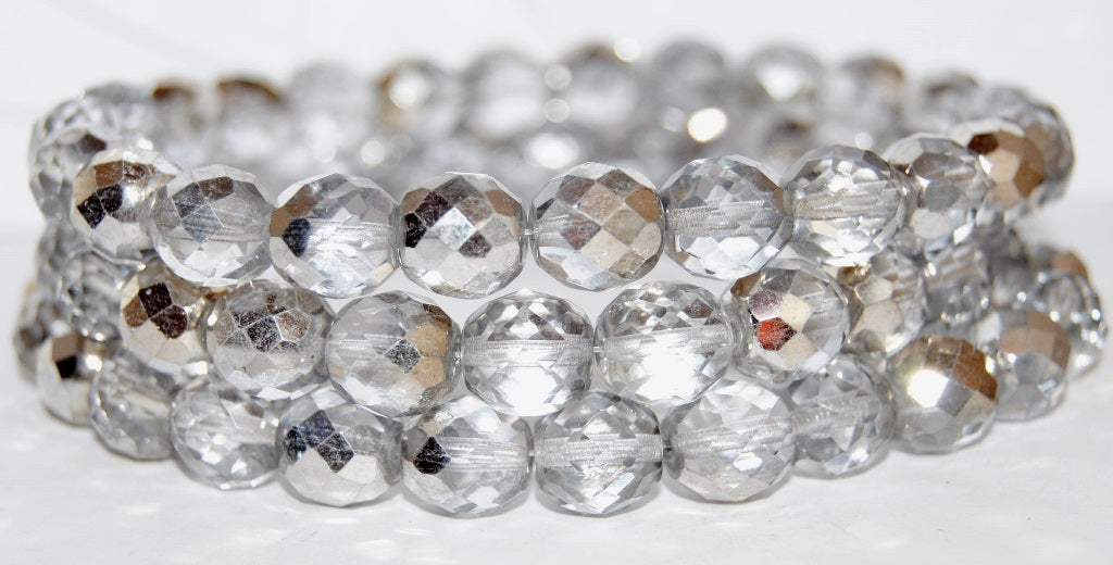 Fire Polished Round Faceted Beads, Crystal 27001B (30 27001B), Glass, Czech Republic