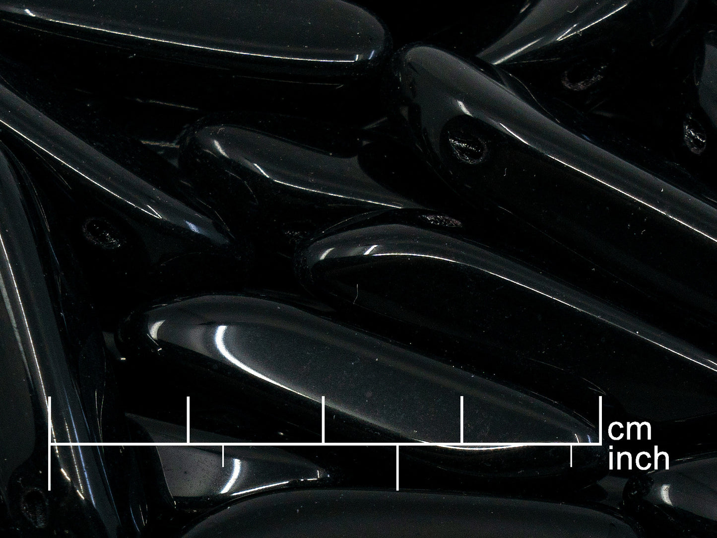OUTLET 250g Pressed Czech Glass Beads, 40 x 11 mm, Black (111-30526-40x11-23980)