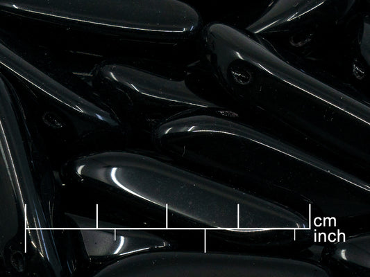 OUTLET 250g Pressed Czech Glass Beads, 40 x 11 mm, Black (111-30526-40x11-23980)