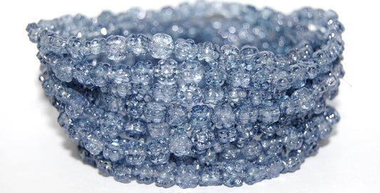 Hawaii Flower Pressed Glass Beads, Crystal Luster Blue Full Coated (30 14464), Glass, Czech Republic
