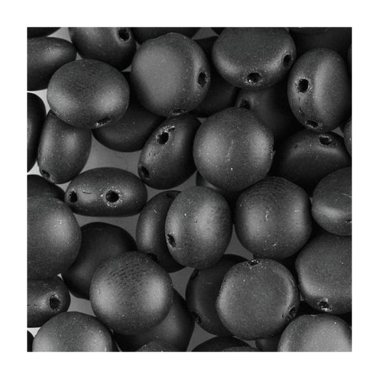 PRECIOSA Candy beads 2-hole round glass cabochon Black Matt Glass Czech Republic