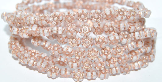 Hawaii Flower Pressed Glass Beads, Opaque Gray 54200 (43010 54200), Glass, Czech Republic