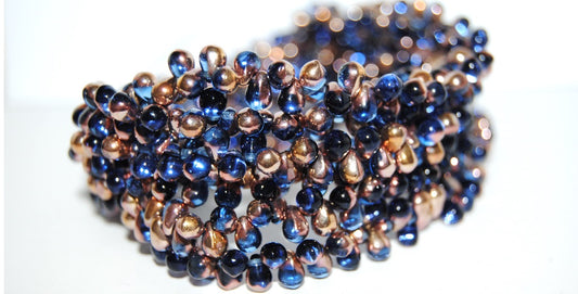 Pear Drop Pressed Glass Beads, Cobalt 27101 (30050 27101), Glass, Czech Republic