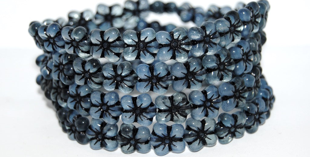 Flower Pressed Glass Beads, (8601 46769), Glass, Czech Republic