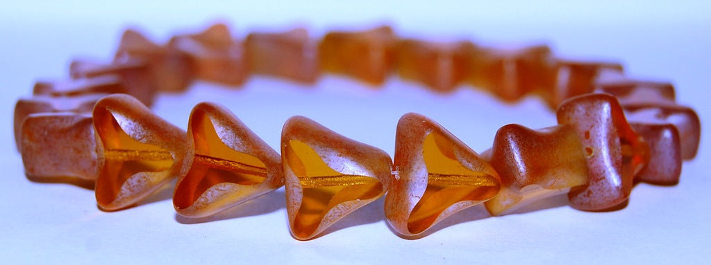 Table Cut Triangle Beads With Spinner, Transparent Orange Luster Cream (10060 14401), Glass, Czech Republic