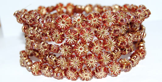 Hawaii Flower Pressed Glass Beads, (900802010 54202), Glass, Czech Republic