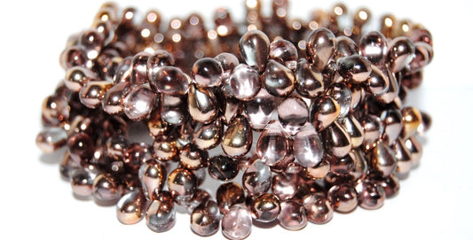 Pear Drop Pressed Glass Beads, Transparent Blue 27101 (30000 27101), Glass, Czech Republic