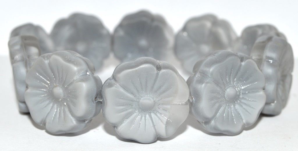 Hawaii Flower Pressed Glass Beads, 46006 Matte (46006 M), Glass, Czech Republic