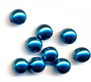Imitation pearl glass beads round Sea Blue Glass Czech Republic