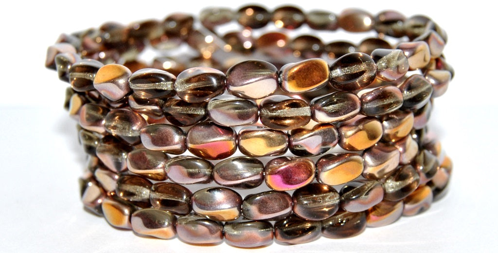 Twisted Oval Pressed Glass Beads, (40020 27101), Glass, Czech Republic