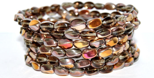 Twisted Oval Pressed Glass Beads, (40020 27101), Glass, Czech Republic