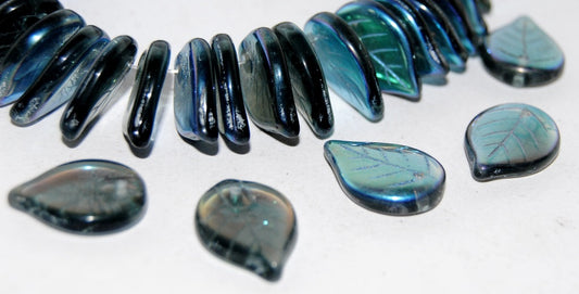 Leaf Pressed Glass Beads, (30310 Ab), Glass, Czech Republic