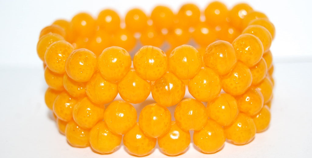 Round Orange Friut Pressed Glass Beads, 81240 (81240), Glass, Czech Republic