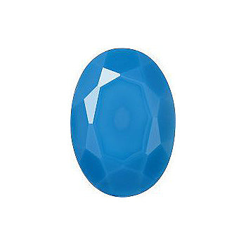 Oval Faceted Pointed Back (Doublets) Crystal Glass Stone, Aqua Blue 11 Opaque (63042), Czech Republic