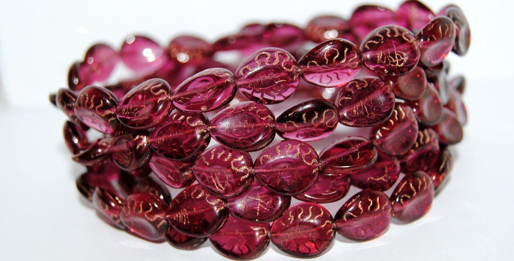 Tear Oval Pressed Glass Beads, Transparent Red 54200 (70350 54200), Glass, Czech Republic