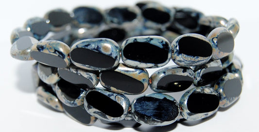 Table Cut Rectangle Beads, Black 43400 (23980 43400), Glass, Czech Republic