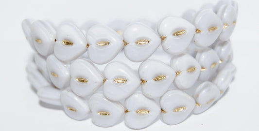 Heart Pressed Glass Beads, (24010 54202), Glass, Czech Republic