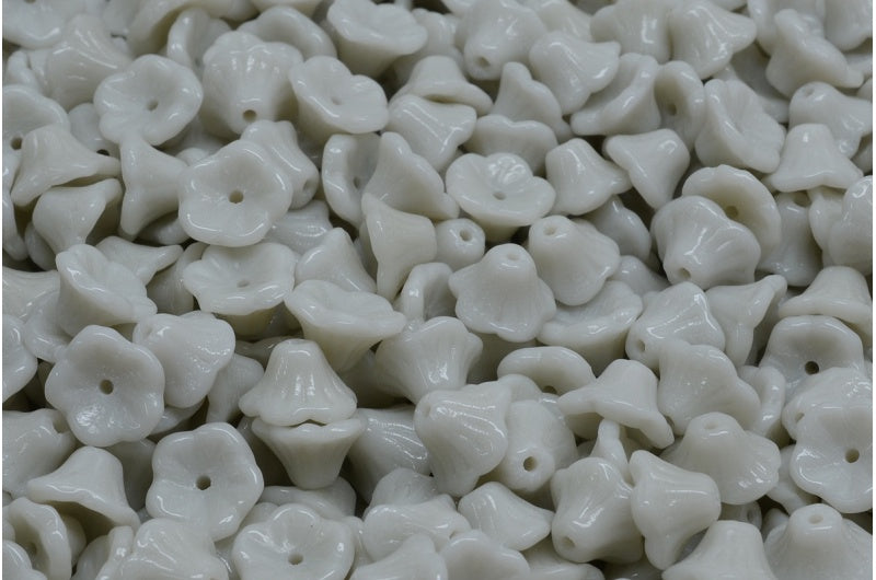 Bell Flower Cup Beads, Opaque Gray (43000), Glass, Czech Republic