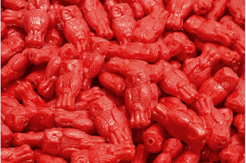 Owl Beads, Opaque Red (93200), Glass, Czech Republic