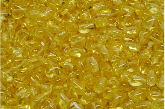 Heart Beads, Transparent Yellow (80120), Glass, Czech Republic