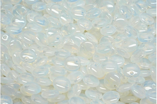 レンズ豆ビーズ、オパールホワイト（01000）、ガラス、チェコ共和国