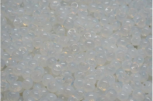 Mushroom Button Beads, Opal White (01000), Glass, Czech Republic