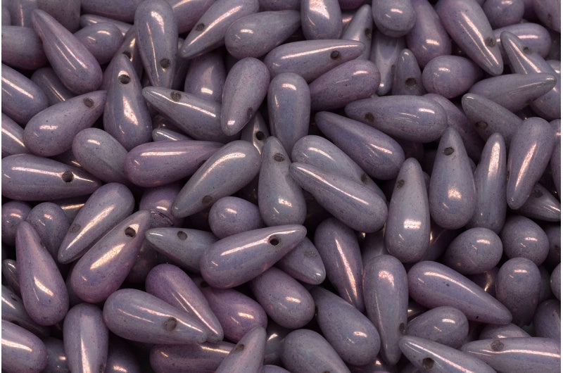 ドロップビーズ、白紫（02010-15726）、ガラス、チェコ共和国