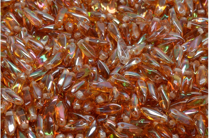 Dolchperlen, Crystal Apricot Coatings (00030-29121), Glas, Tschechische Republik