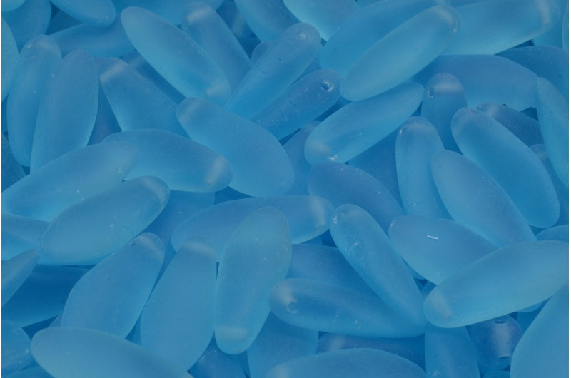 Dagger Beads, Transparent Aqua Matte (60010-84100), Glass, Czech Republic