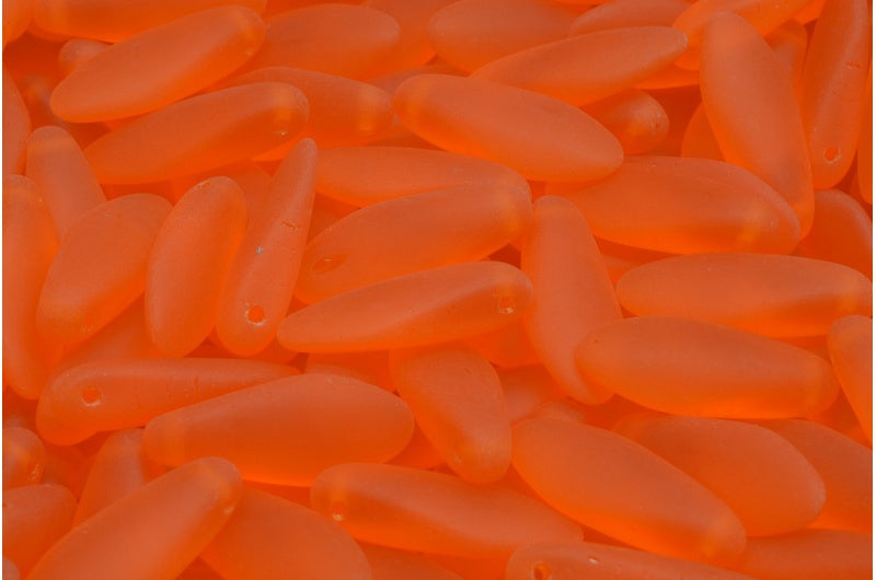 Dagger Beads, Transparent Orange Matte (90010-84100), Glass, Czech Republic