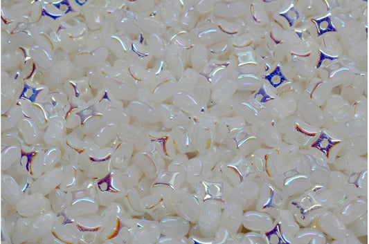 Orion Beads, White Ab Full (2X Side) (02010-28703), Glass, Czech Republic