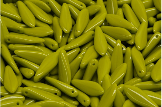 Dagger Beads, Opaque Green (53400), Glass, Czech Republic