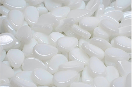 扁平泪珠，白色 (02010)，玻璃，捷克共和国