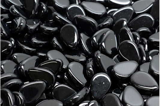 Flat Tear Drop Beads, Black (23980), Glass, Czech Republic