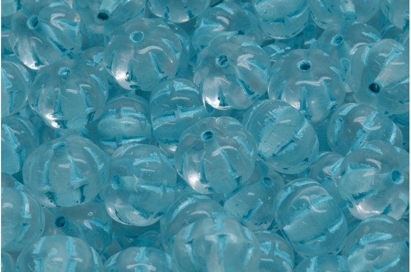 Kürbisperlen, Kristall Hellblau gefüttert (00030-54308), Glas, Tschechische Republik