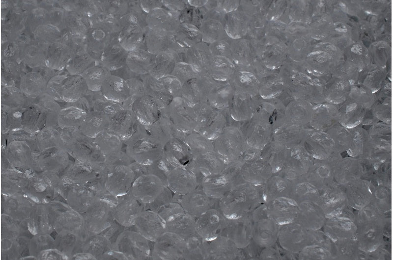 Fire Polished Faceted Beads Round, Crystal Etched (00030-lept), Bohemia Crystal Glass, Czech Republic