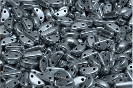 ハーフムーンビーズ、クリスタルシルバーマット（00030-01700）、ガラス、チェコ共和国