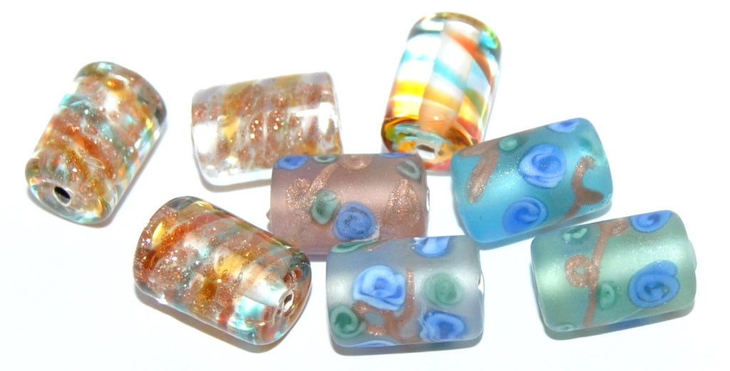 Czech Glass Hand Made Roller Tube Lampwork Beads, (Aa), Glass, Czech Republic