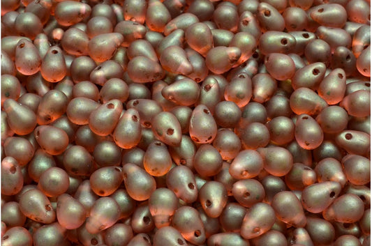 Drop Beads, Crystal Matte Stain With Luster Red (00030-84100-65491), Glass, Czech Republic