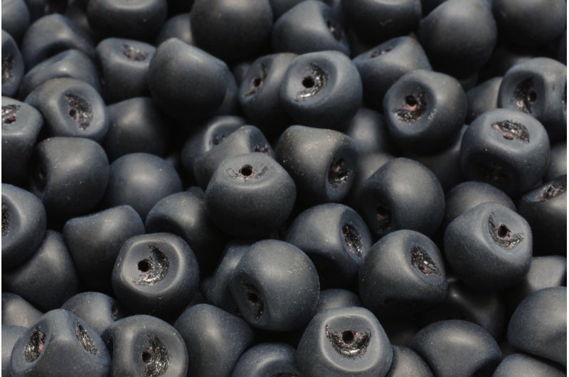 Mushroom Button Beads, Black Matte (23980-84100), Glass, Czech Republic