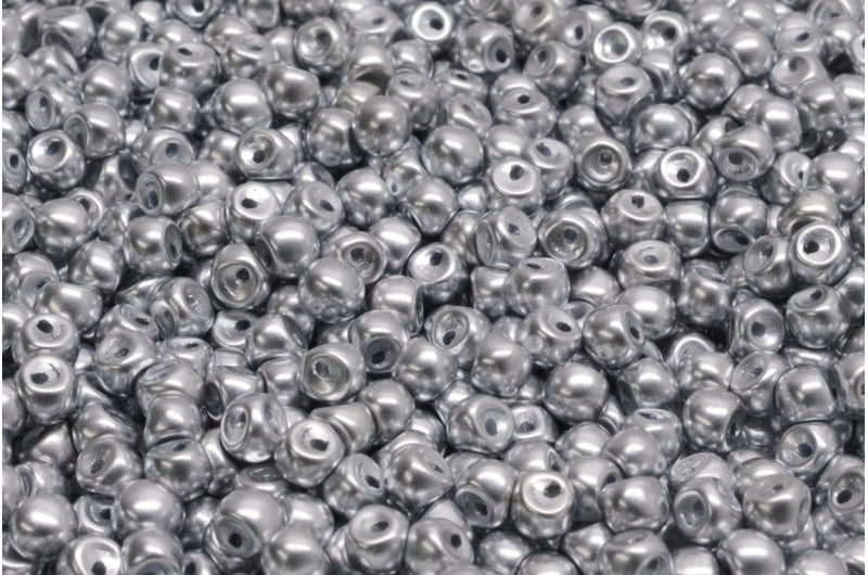 Mushroom Button Beads, Crystal Silver Matte (00030-01700), Glass, Czech Republic