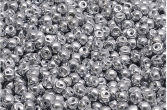 Mushroom Button Beads, Crystal Silver Matte (00030-01700), Glass, Czech Republic