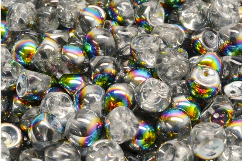 Mushroom Button Beads, Crystal Crystal Vitrail Medium Coating (00030-28101), Glass, Czech Republic