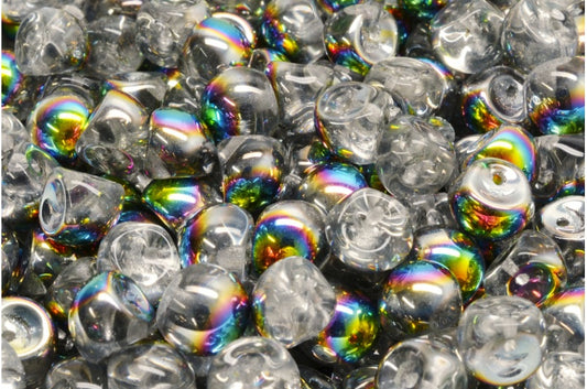 Mushroom Button Beads, Crystal Crystal Vitrail Medium Coating (00030-28101), Glass, Czech Republic