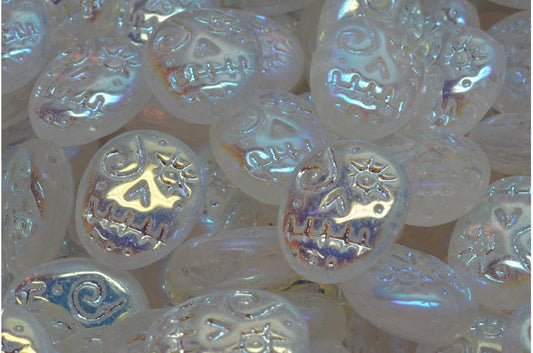 Woodoo 搞笑面珠，水晶 Ab 全（2X 面）(00030-28703)，玻璃，捷克共和国