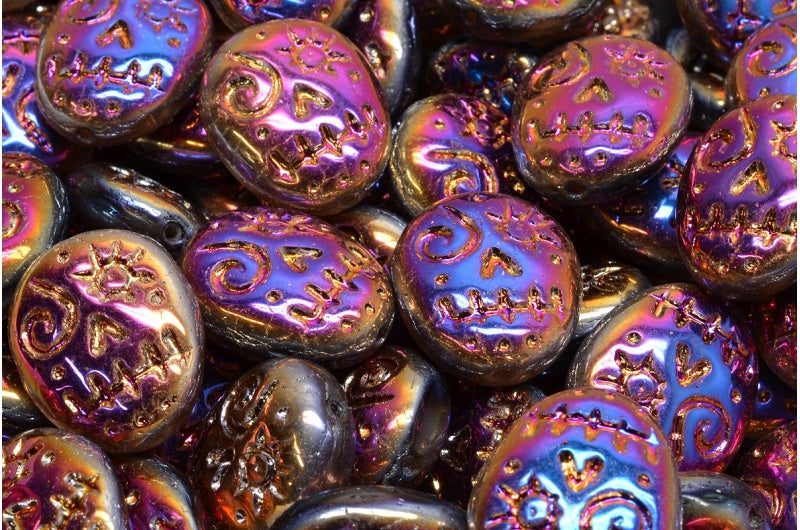 Woodoo Funny Face Beads, Crystal Sliperit Full (2X Side) (00030-29503), Glass, Czech Republic