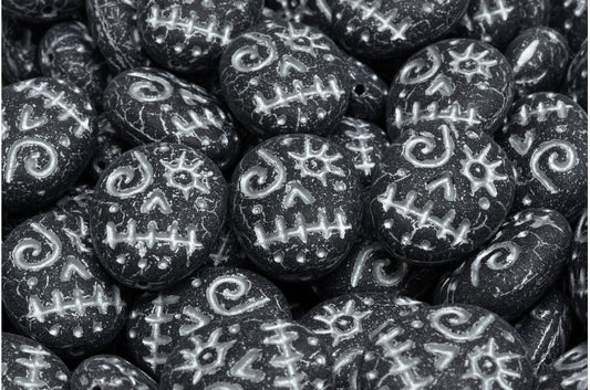 Woodoo Funny Face Beads, Black Matte Silver Lined (23980-84100-54301), Glass, Czech Republic