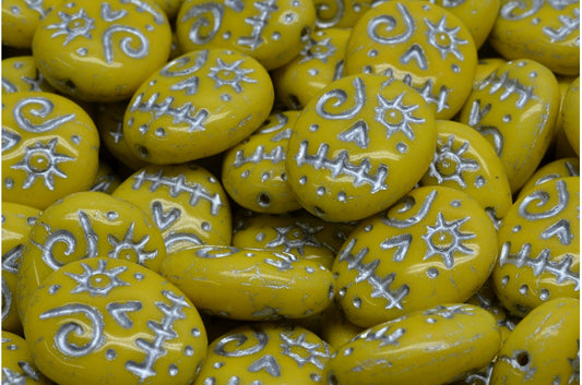 Woodoo Funny Face Beads, Yellow Silver Lined (83120-54301), Glass, Czech Republic