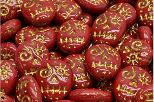 Woodoo Funny Face Beads, undurchsichtiges Rotgold gefüttert (93210-54302), Glas, Tschechische Republik